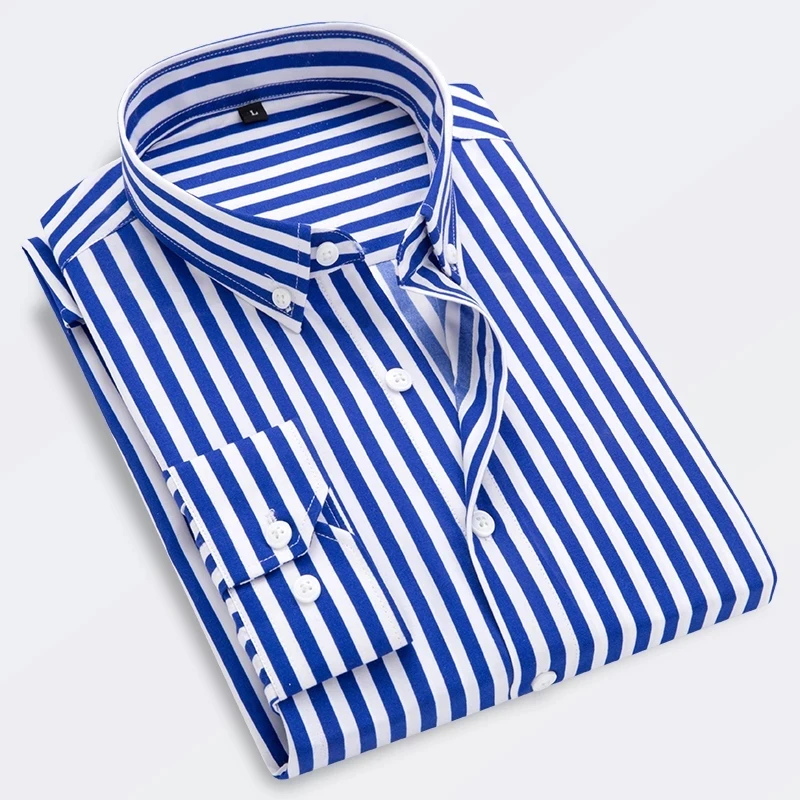 Hot Sale 100% Cotton Fashionable Plus Size Striped Shirt Long Sleeve ...