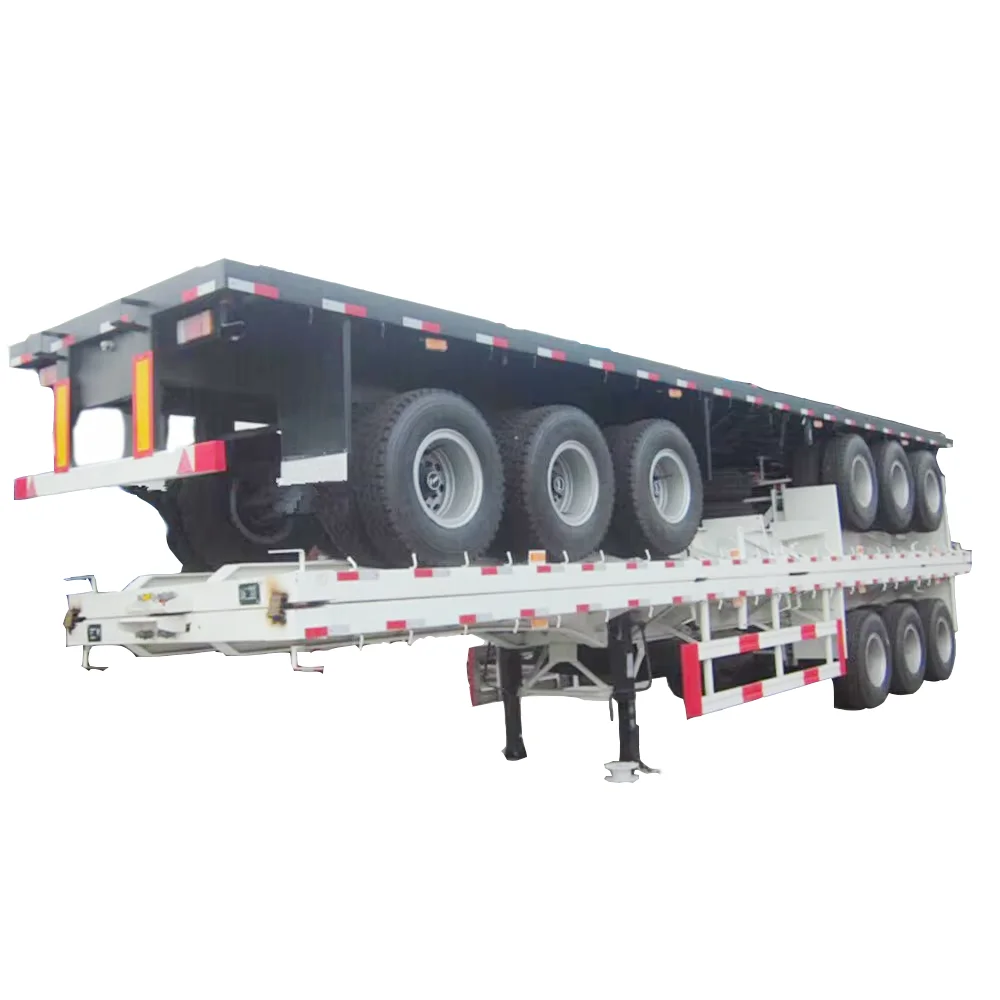 3 Axle 40ft  Container Semi Trailer Chassis Flat Bed Flatbed Trailer for Sale