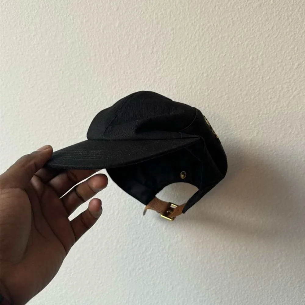 Vintage 6 Panel Unstructured Snapback Caps Hat Leather Strap
