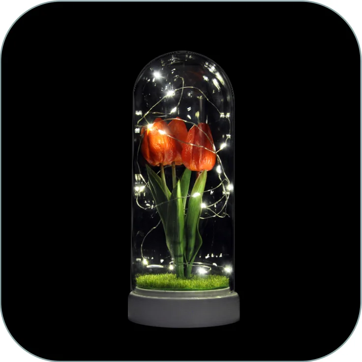 artificial rose galaxie flower in glass dome single galaxy rose with led lights perfect valentines day gifts centerpiece flower supplier