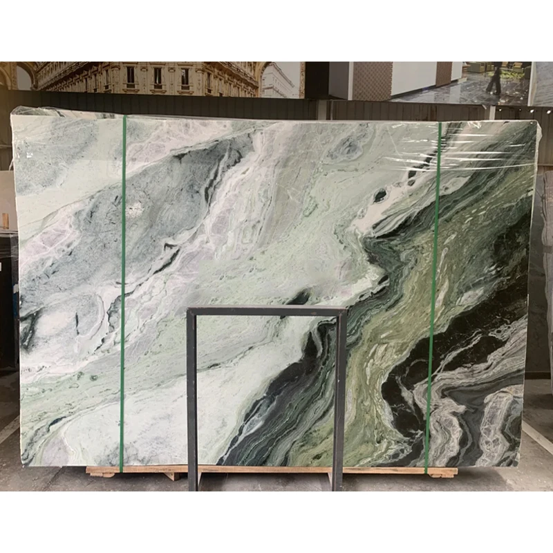 Encimeras modernas de alta calidad en mármol verde panda para interiores, salón, villa, apartamento, pared, baño y mueble de lavabo, mármol natural