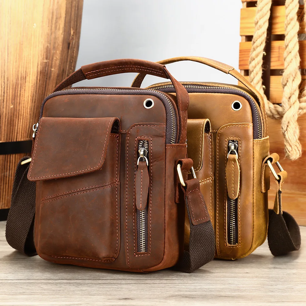 MARRANT Crazy Horse Genuine Leather Small Bags Top Handle Handbag Purse Leather Crossbody Shoulder Bag Men s Messenger Bags