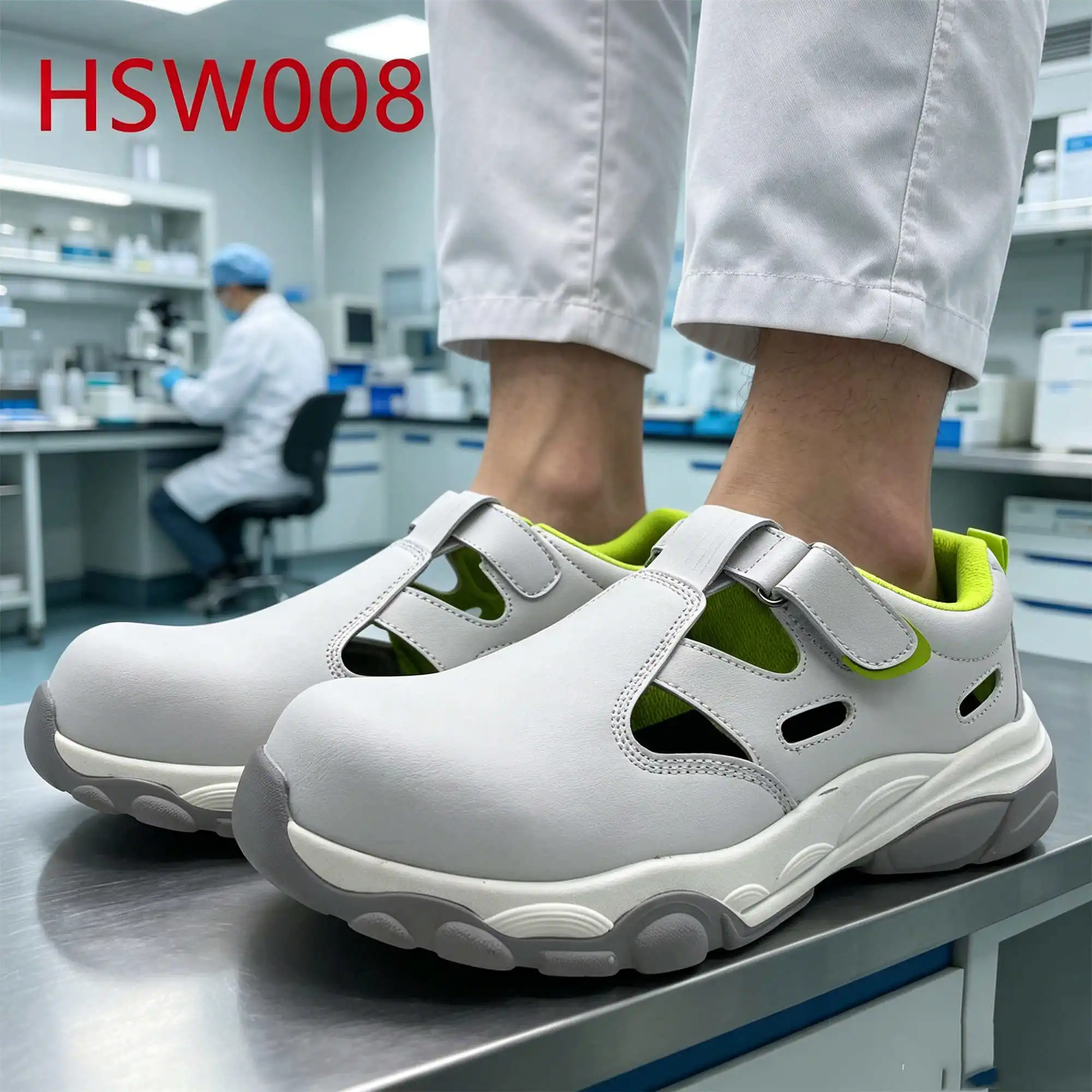 ZYF,low-risk Workplaces Hollow-out Design ESD White Safety Shoes Dairy Production Resisting Heavy Falls Work Clogs HSW008