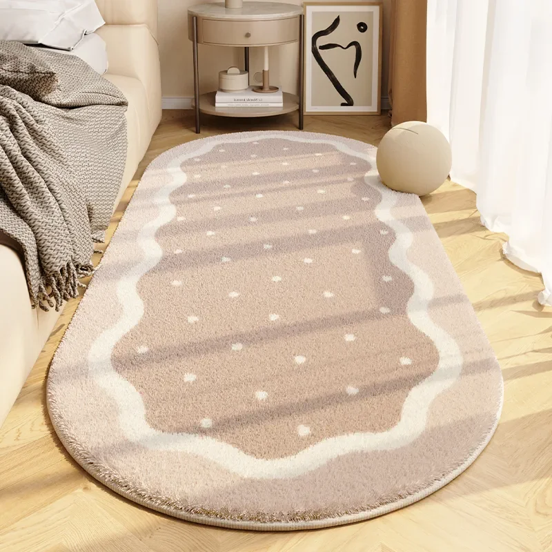 Bedroom Bed Rug Irregular Shape Microfiber Mat Machine Washable Living Room