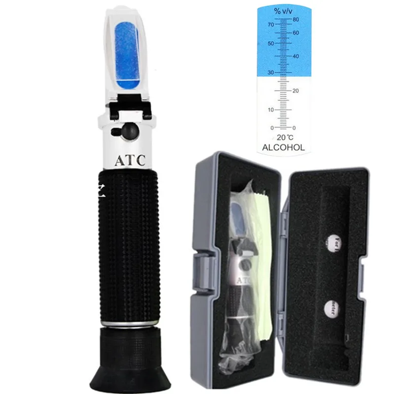 Optics Alcohol Refractometer Automatic Temperature Compensation Alcohol  Meter 0~80% v/v Spirit Alcohol Content Measurement Tool Tester for Alcohol