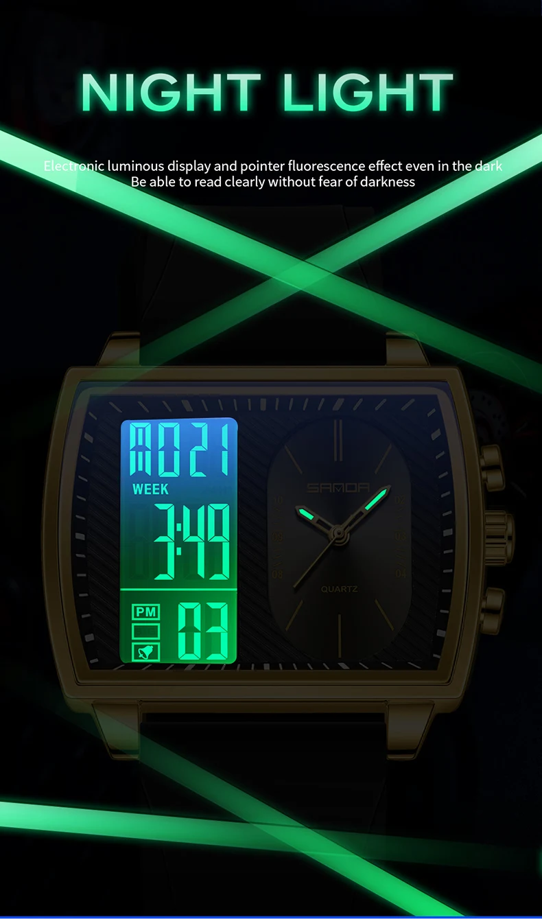 Sanda 6238 Multifunctional Luminous Waterproof Watch For Men