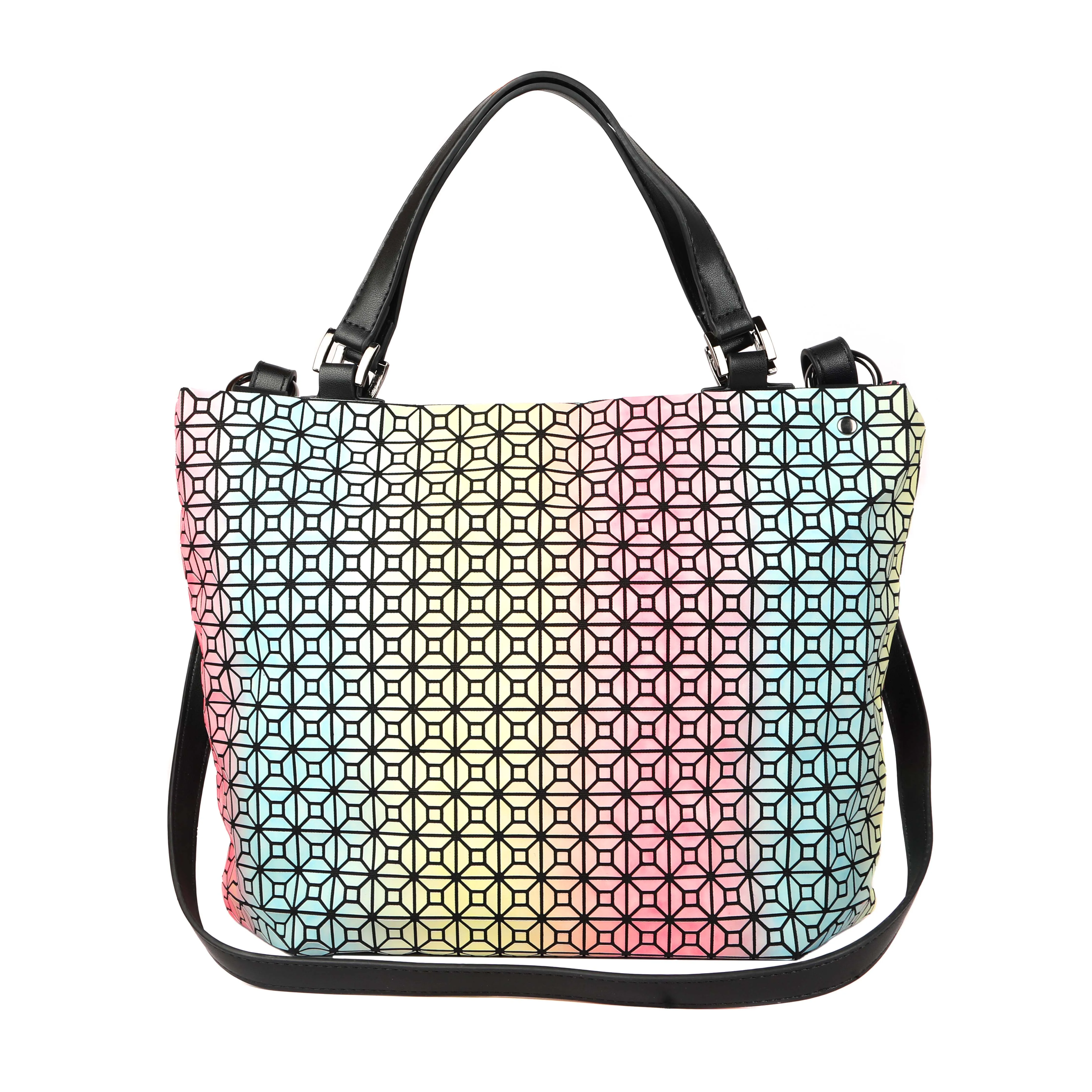 New Geometric Pattern PU Leather Women’s Tote Shoulder Bag 