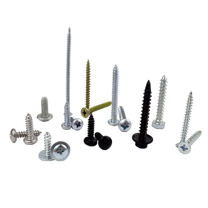 Din Tsina Bultuhang Fastener M3 M6 Bakal Zinc Plated Pan Hex Flat Head Self Tapping Screw Para sa Engineering Construction