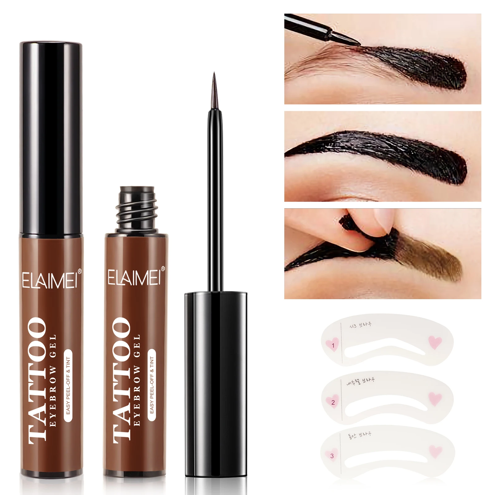 Private Label Makeup Light Brown Liquid Gel Long Lasting Tattoo Peel Off Eyebrow Gel Tint Eyes Brows Natural