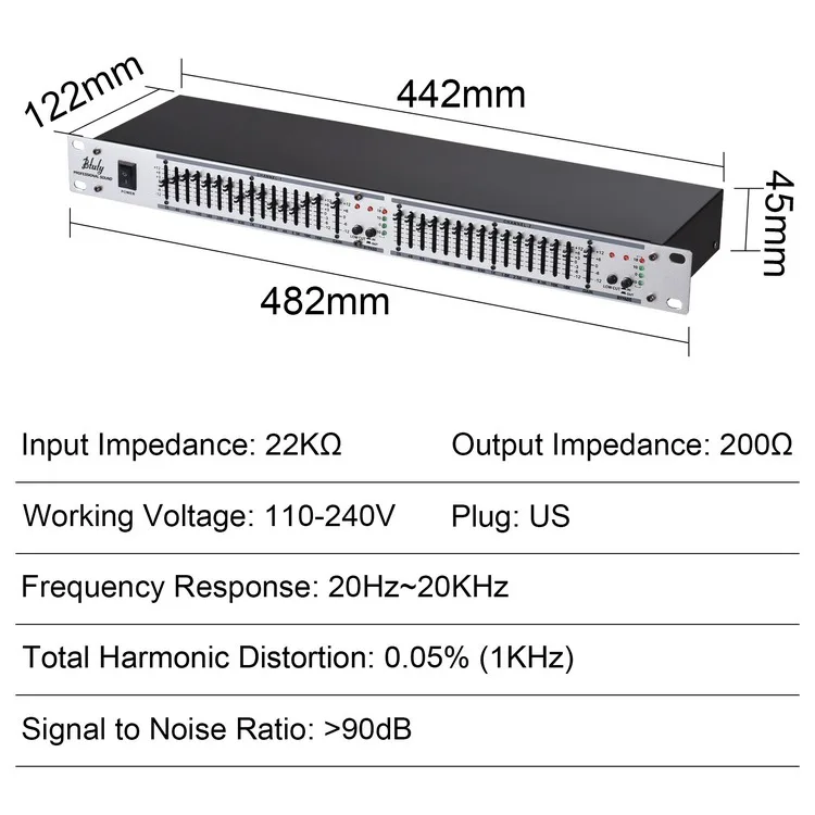 Btuty EQ-215 デュアルチャネル15バンドイコライザー 1Uラックマウント