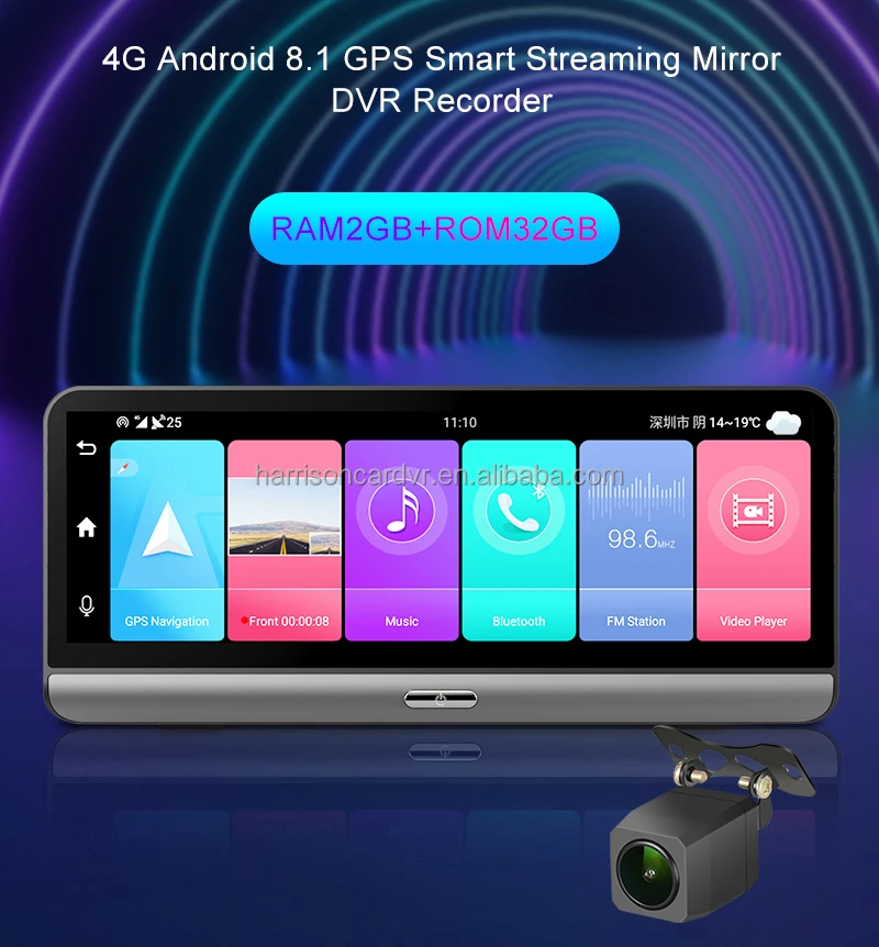 Zimtop 8 Inch 4G Android Car DVR 