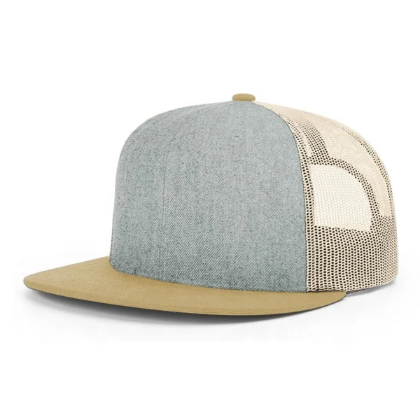 Nice Quality Blank Mesh 6 Panel Cotton Flat Brim Custom Patch Logo Trucker Cap Snapback Baseball Sports Hat Two Tone
