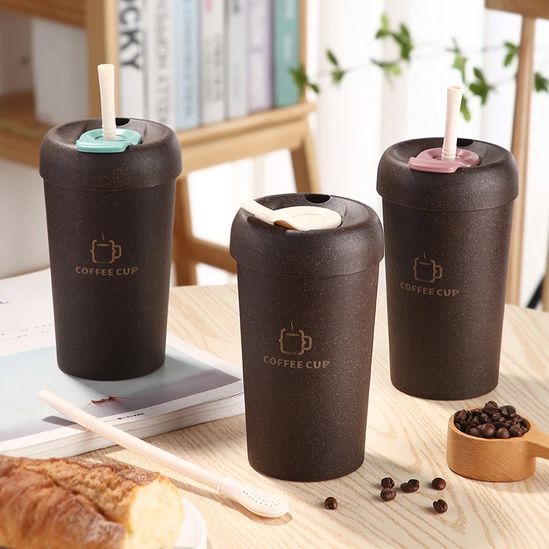 BL202258C-380ml 13 унций с Бесплатная соломенная натуральные Экологичные оптовая продажа по индивидуальному заказу многоразовые рециркулированые биоразлагаемые шелухи кофейная