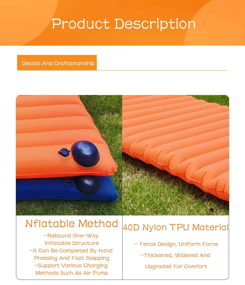 Waterproof Ultralight Inflatable Sleeping Mat Inflating Sleeping Pad Camping Air Mattress for Backpacking Hiking factory