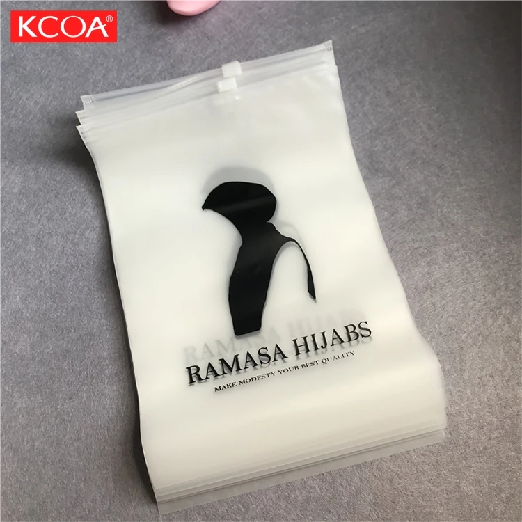 Custom Logo Printing Free Design Frosted Clothing Zipper Zip Lock Plastic Packaging Bag