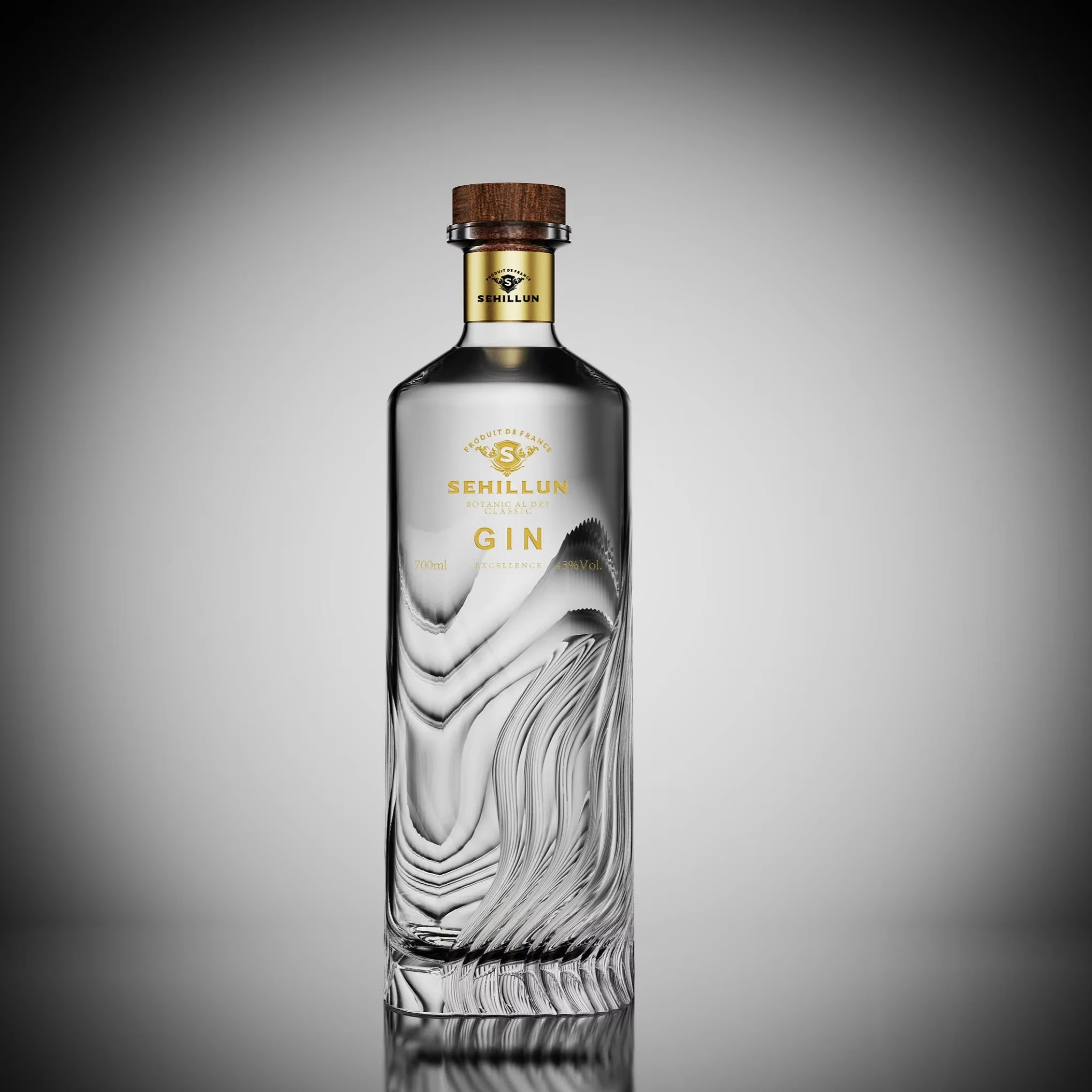 oem custom logo high quality gin spirits bottle light bottle comes with custom box