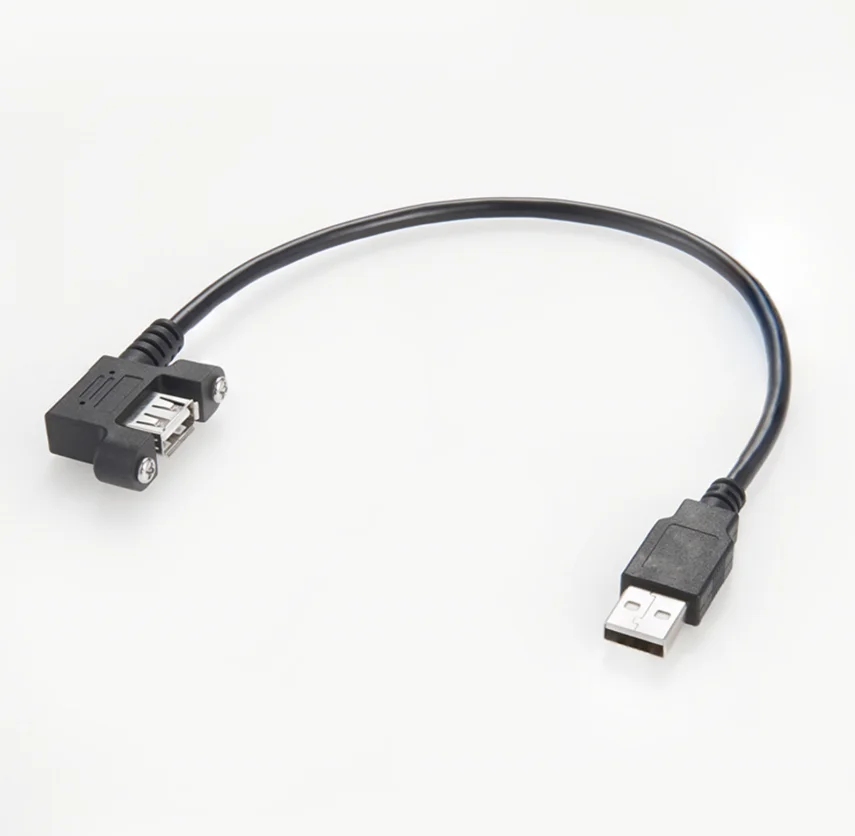 Right Angle Male to Female USB Panel Mount Extension Cable