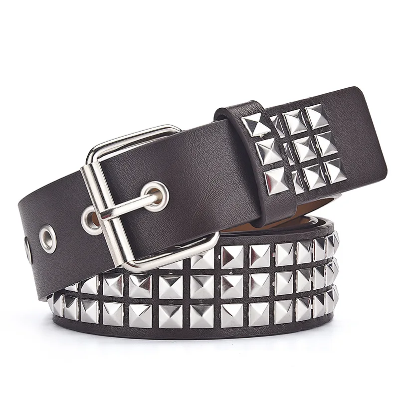 Custom Black Studded Belt Punk Rock Rivet Belt Grommet Threads Belt ...