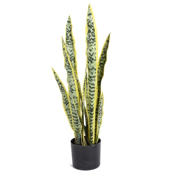 Wholesale plastic potted grass faux bonsai artifical agave tree snake plants for indoor decorative