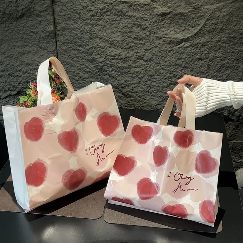 High Quality GRS HDPE Plastic Gift Present Garments Clothes Clothing Food Shopping Packaging Loop Handle Packing Bags