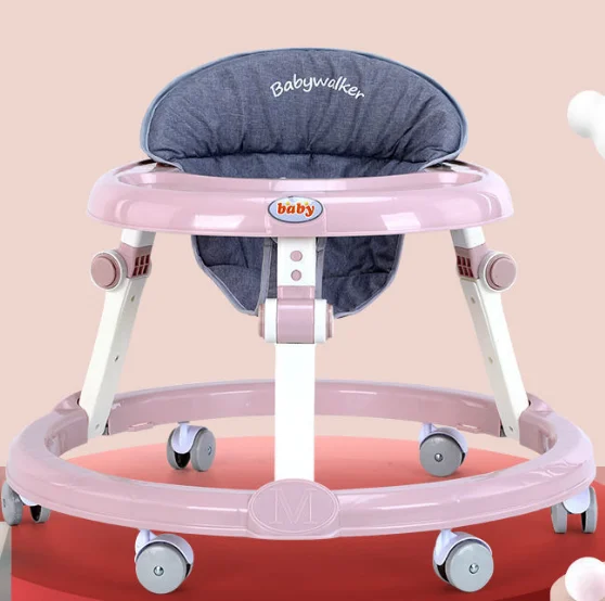 Modern Simplicity Polyester Material Can Fold Multiple Colors Stainless Steel Frame Baby Walker