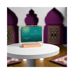 Muslim Style Wooden Desk Calendars LOGO Customized Print Religion Agenda Quote Creative Simplicity Wood Stand Calendar for Gifts