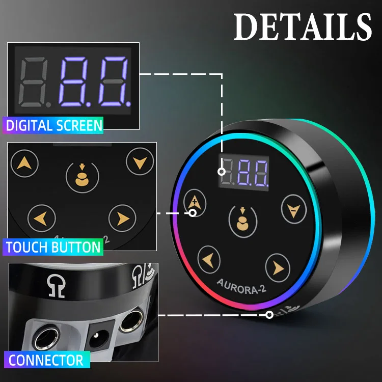 プロフェッショナルAurora II Power 2nd Genデュアル出力タトゥー電源