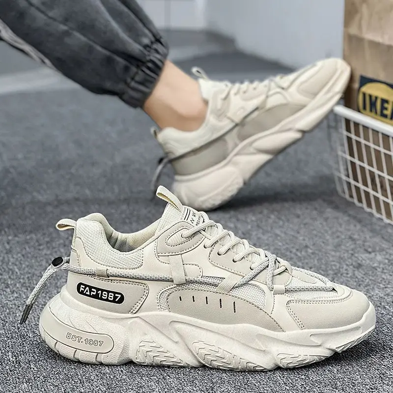 Men's shoes summer new breathable mesh sneakers men's trend all match inside height-raising leisure running shoes