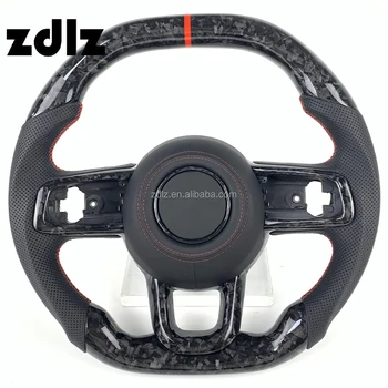For JEEP Wrangler JL JK Gladiator Car Interior Accessories Custom Perforated Leather Forged Carbon Fiber Steering Wheel