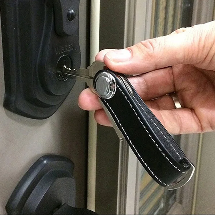 Multifunction Leather Key Organizer Holder With Smart Carabiner_voghion.com