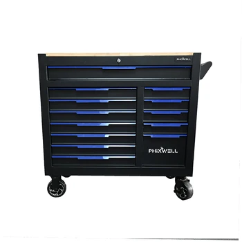 Customized Garage Workshop Drawer Workshop Trolley with 13 Drawers Tool Cabinet with Hand Tool Set Cabinet with Stainless Steel
