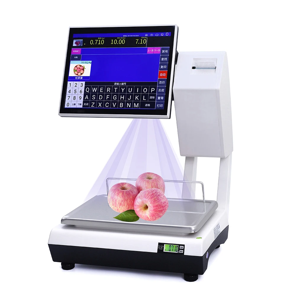 30kg ai touch screen pc scale label barcode printing scale supermarket weighing scale