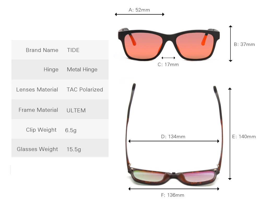 In Stock Fashion Tac Magnetic Clip-on Sunglasses Optical Eyeglasses ...