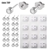 12Pairs-4mm Silver Clear