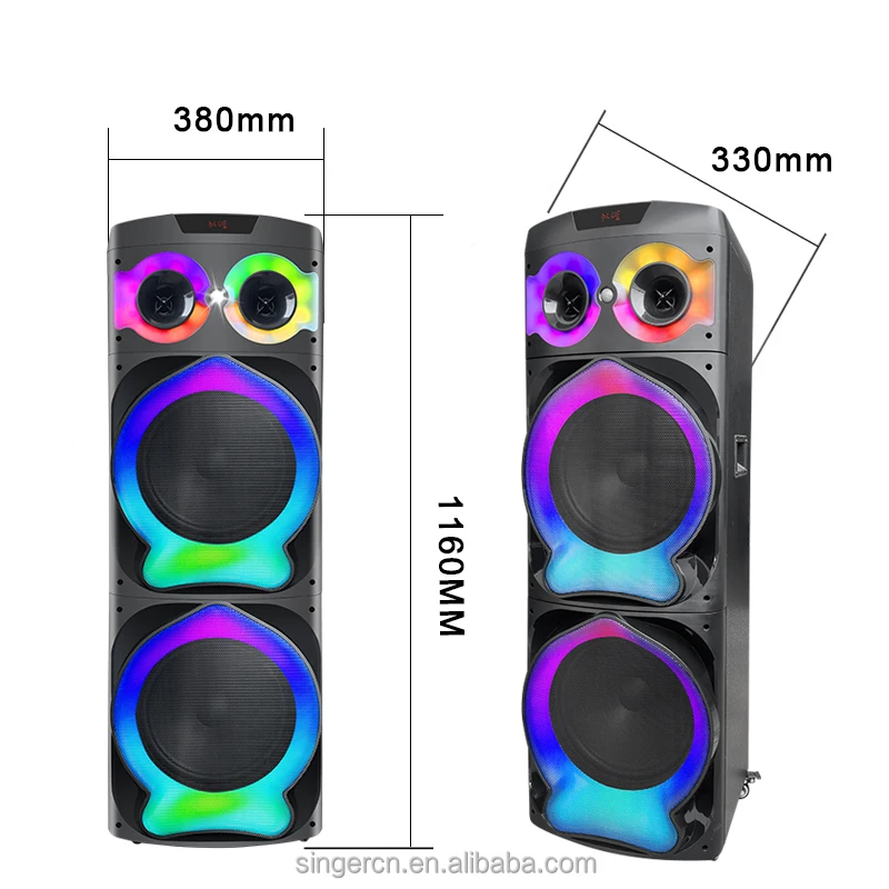 GD-2139デュアル12インチサブウーファーボックス増幅LEDカラフル点滅