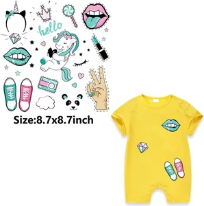 DIY Kids Iron on Patches Heat Transfer Stickers Cute Applique Patches for Party Supplies