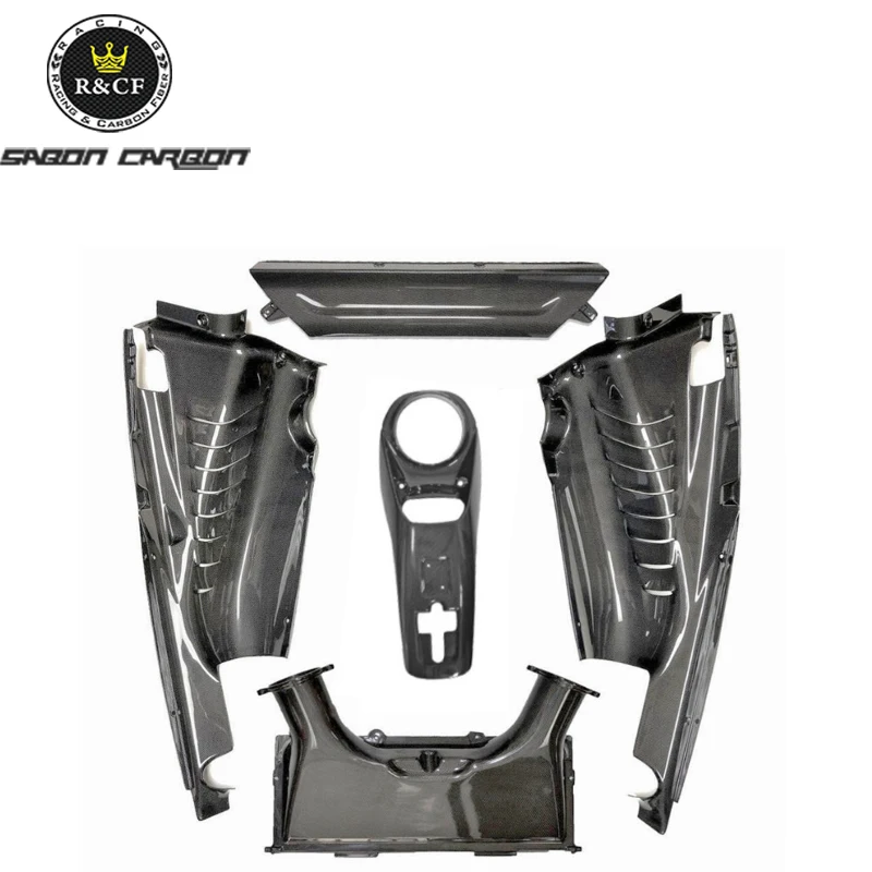 5 Piece Plain Weave Carbon Fiber Engine Bay Set For Ferrari 488 Gtb Coupe