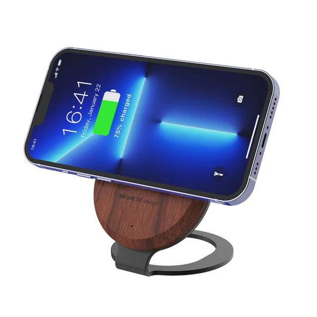 Factory Ready To Ship Wood Fast Charger 15w Qi Magnetic Wireless Charger Wooden Phone Chargers for iPhone 15 14 13 12