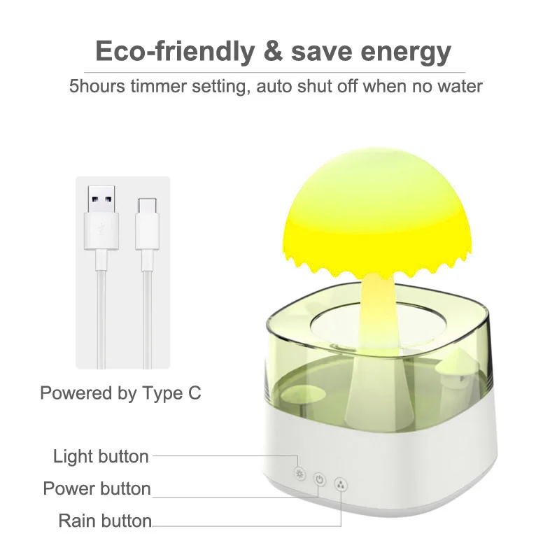 Customize Room Mist Maker Aquacloud Rain Humidifier Smart Electric Aroma Diffuser Night Light With 5 Essential Cloud Humidifier
