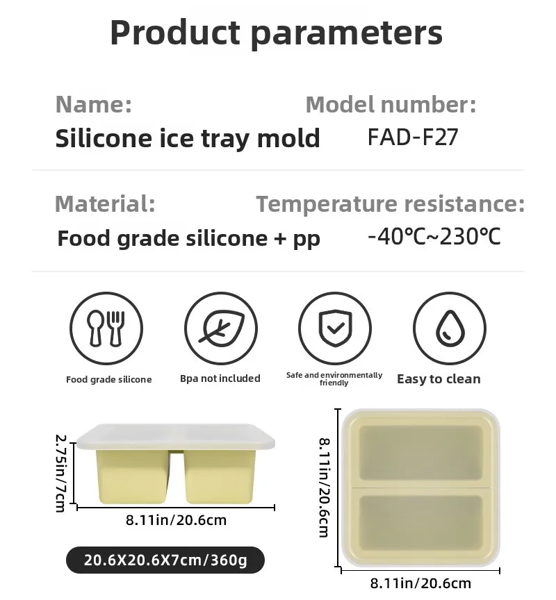 New Release Sustainable Food Grade Silicone Ice Tray Mold 2-Hole & 4-Hole Options Complementary for Frozen Soups & Freezer Box supplier