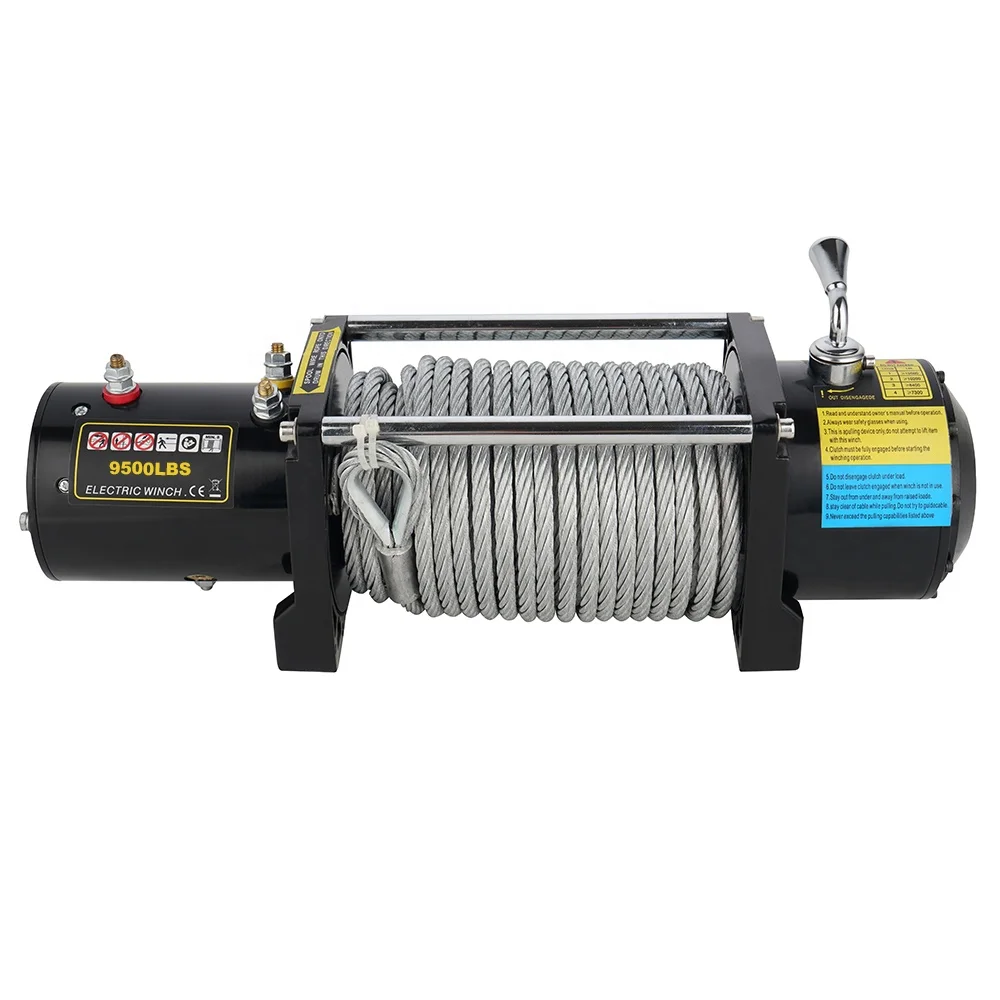 保証付 電動ウインチ 9500lb ファイバーロープ仕様 12V リモコン 