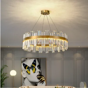 JACKSUN Crystal Chandelier Modern Luxury Led Crystal Hanging Lighting Minimalist Atmosphere for Dining Bedroom Living Room