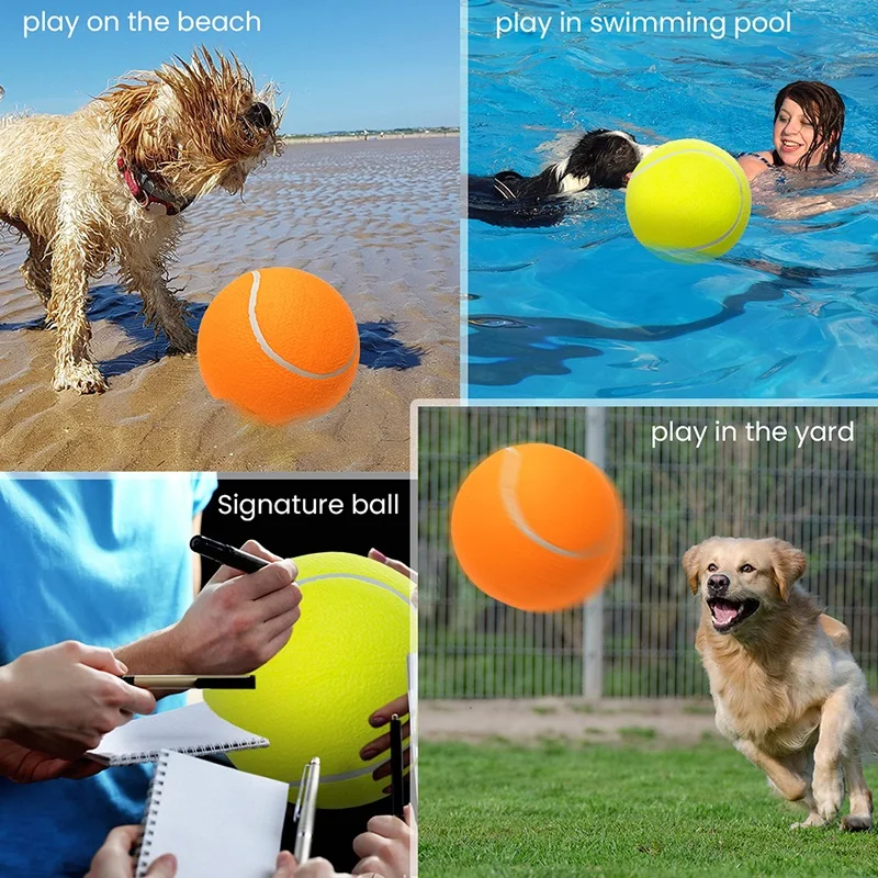 9.5 inch big Tennis Ball Promotional Colored  Inflatable Rubber Dog Toys Ball Funny Interactive Dog Balls details