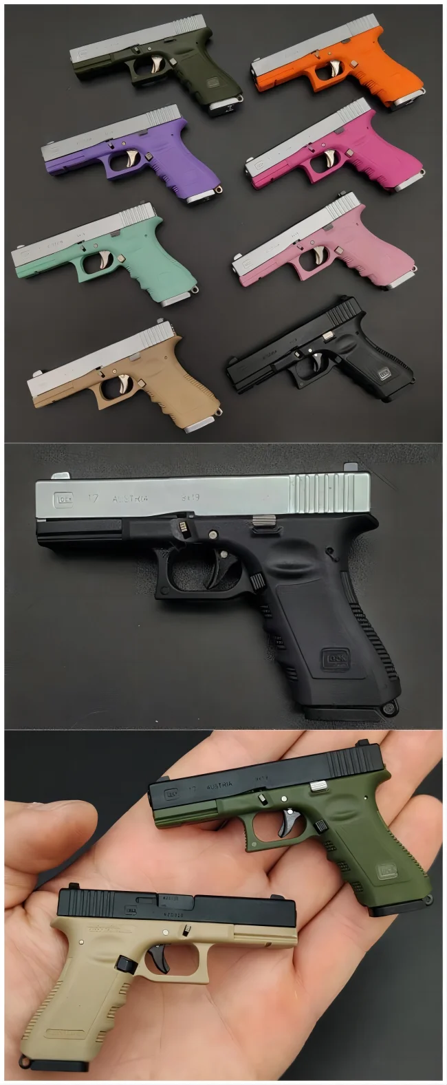 Fuya 13 Glock G17 Alloy Keychain Ejection Gift Pendant Pistol Gun