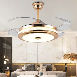 Modern Decoration Chandeliers Gold Three Colors Style Pendant Light Ceiling Fans with Led Lights