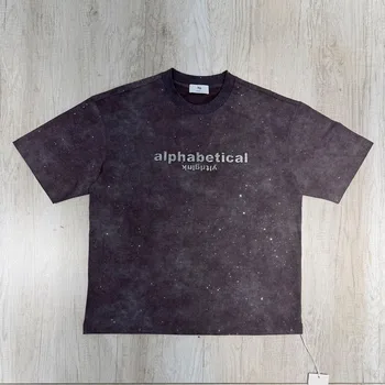 Custom logo Beaded Boxy Cropped t Shirt 300 Gsm 100 Cotton Garment Dyed Raised Rubber Print T-shirt Full Glanzend