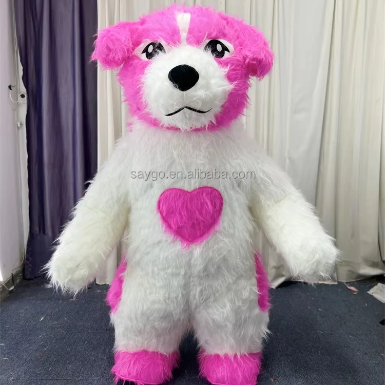 2m 2.6m Walking Plush Inflatable Cartoon Character Dog Mascot Costume for Parade Cartoon Dog Mascot Suit