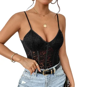 Summer Camisole Lace Jumpsuit European and American Fashion Women's Sleeveless Fishbone Sexy Elegant Strapless Bodysuit