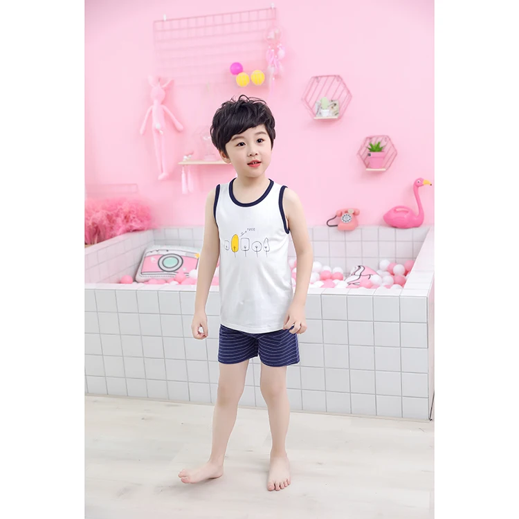 Летний пижамный комплект с короткими рукавами и принтом на заказ; детский жилет; одежда