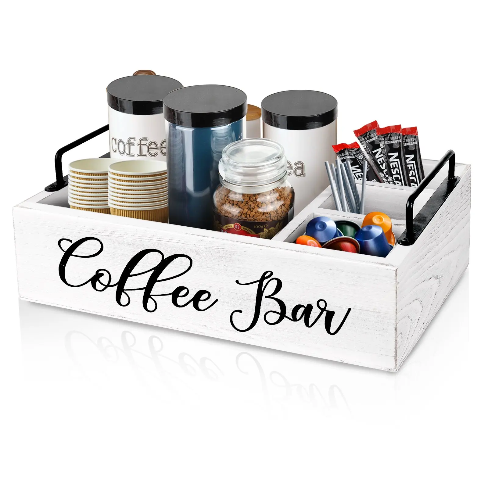 Coffee Station Organizer Wooden Coffee Bar Accessories Organizer For